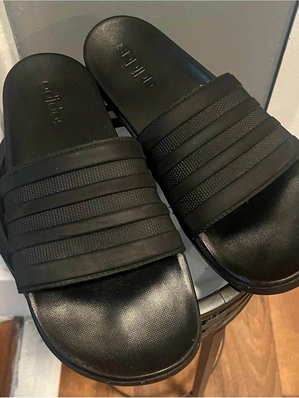 adidas Black Textured Strap Slide Sandals size 10 men